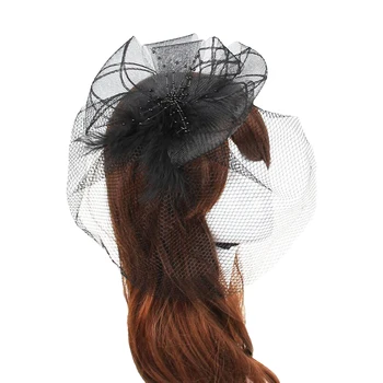 Şık Büyüleyici Şey Şapka Kokteyl Düğün Kilisesi Başlık Süslü Şapkalar Tüy Saç Aksesuarları Saç Aksesuarları