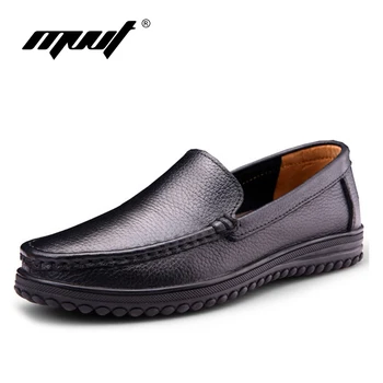 MVVT Marka hakiki deri Ayakkabı Erkekler flats ayakkabı ayakkabı Yumuşak nefes alabilen rahat mokasen Elbise El işi