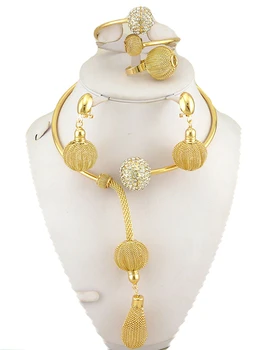 Satışa yeni takı setleri Afrika büyük mücevher altın moda kolye seti yüksek kaliteli düğün takı setleri
