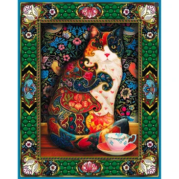 DİY Elmas Boya Çapraz Dikiş Çiçek Mozaik Tam Kare Matkap Simgesi Elmas Nakış Kedi Dekor Resim İşleme 5D