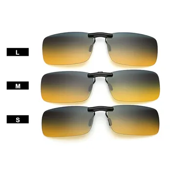 YOOSKE Çerçevesiz güneş Gözlüğü Polarize Camlar Sürücü için Güneş Gözlüğü Gece Görüş Lens UV400 Erkek Flip Miyop Sürüş Klibi
