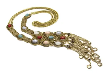 Ahmed Mücevher Markası Moda Vintage Yaka Kolye Deyimi Uzun Taş Kolye & Kolye Kadın Yeni Bir H158