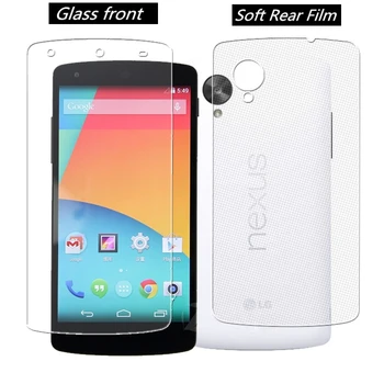 LG Nexus 5 E980 Guard Film Nexus5 Ön İçin cep Telefonu Yumuşak Arka Film +Sertleştirilmiş Cam Ekran Koruyucusu Geri Koruyucu Cilt