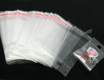 Toptan 200PCs Açık Kendinden Yapışkanlı Conta Plastik Paket Çanta W/6x4cm 10x4cm Kullanılabilir Alan Delik