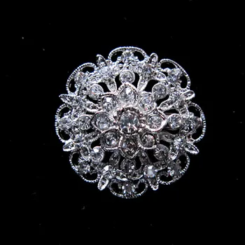1.3 İnç Parlak Gümüş Güzel Diamnates Kristal Yapay Elmas Yaka Pin Broş Çiçek