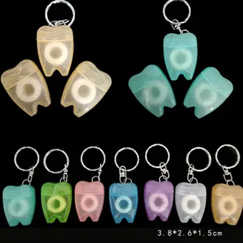 Düz 20pcs Sıcak Satış Diş Şeklinde Anahtarlık Türü Satırı Taşınabilir Diş İpi diş Eti Bakımı