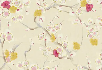50cm LEO&LİN Japonya Bez Kumaş Pamuklu Streç Poplin Diy Manuel Sıcak Damgalama Giysi Erik Çiçeği Baskı Tissus