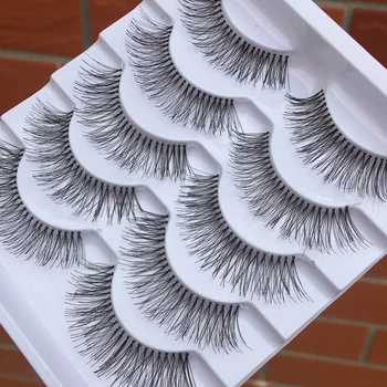 5 çift El-Şeffaf Kök Sahte Kirpik yapılmış Yumuşak Çapraz Doğal Uzun Göz Günlük Makyaj Araçları Sanat Kalın Sahte Kirpik Eyelashe