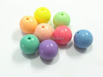 Mücevher İçin 20 mm 105pcs/lot Akrilik Katı Bahar renkli / Pastel Renk Karışık Tıknaz Gumball Bubblegum Akrilik Katı Boncuk Yapma