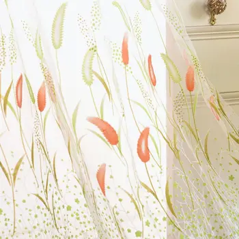 Ev Dekorasyonu Moda Tül Perde Ucuz Hazır Oturma Odası İçin Bitmiş Organze Alt Pencere Çiçek Cortina Perde Yaptı