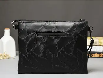 Yeni Vintage Erkek Çanta Clutch Siyah Deri Zarf Çanta İş Küçük çanta perçin/dekorasyon çanta ücretsiz kargo kafatasları