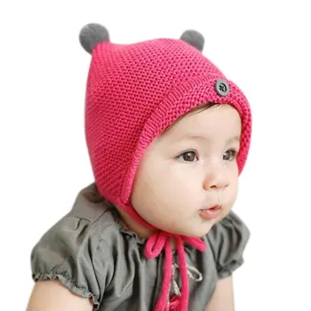 Sonbahar Kış Sıcak Pamuk Şeker Renk Sevimli Bebek Şapka Kız Çocuk Bebek Bebek Çocuk Şapkaları