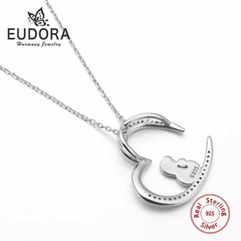 Eudora Orijinal 925 Gümüş Altın Rengi Anne kucağında Sevgi dolu Gümüş Zincir Pandants Kadın Moda Takı Kolye
