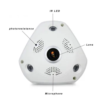 Wifi IP Geniş açı VR Kamera 1 MP HD Akıllı 360 derece panoramik Fishey Ağ CCTV Güvenlik Ev güvenlik kameraları