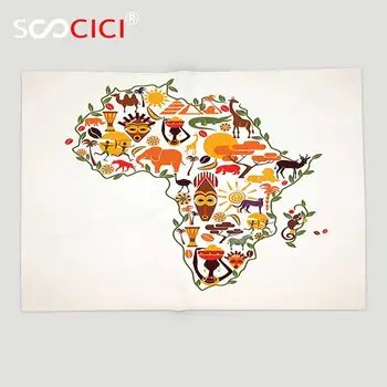 Özel Yumuşak Fleece Afrika Süslemeleri Afrika Seyahat Harita Plan Geleneksel Nesneleri Kıta Etnik Kültür Sanat Battaniye Atmak
