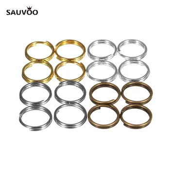 SAUVOO 200pcs Antik Bronz Gümüş Altın Rodyum Renk Atlama Split Ring Çift DİY Takı Bağlayıcı için Dia 4/6/8/10mm Döngüler