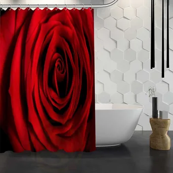 Banyo F#Y1 için Kırmızı su Geçirmez Duş Perdesi Kumaş Duş Perdesi Sıcak Satış Özel Çiçek 17 Gül