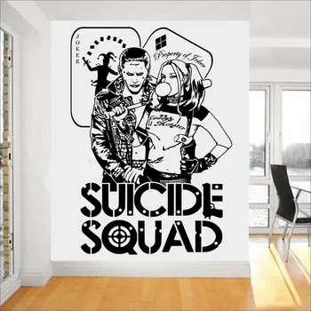 Tırnak Çocuk Yatak Odası Vinil Sanat Duvar Task Force X Ev Dekorasyonu İçin Takım Duvar Çıkartması Harley Quinn & Joker DC Çıkartmalar İntihar