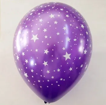 30pcs Derin Açık Beş Yıldızlı Pearl Baskılı Lateks Helyum Balon 12 inç 3.2 g Düğün Doğum günü Partisi Dekoratif çocuk Oyuncakları Mor