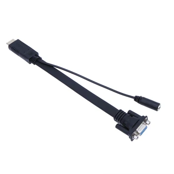 3.5 mm Ses çıkışı Yüksek Çözünürlüklü HDMI ile VGA Kablo VGA IC 1080P HDMI ile düz çizgi dönüştürücü kablo 24cm