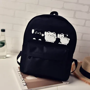 EXCELSİOR Harajuku Stil Kadın Kanvas Genç Kızlar Okul çantası Cat Sırt çantası Kadın seyahat Çantası Campus sırt çantası Karikatür Sırt çantaları