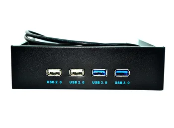 L 4 Port USB 3.0 + USB.Güç Adaptörü USB 3.0 Hub Spilitter 2Ports 0 5.25 İnçlik Disket Bay Ön Panel mavi.Ubs2 0 2Ports.0