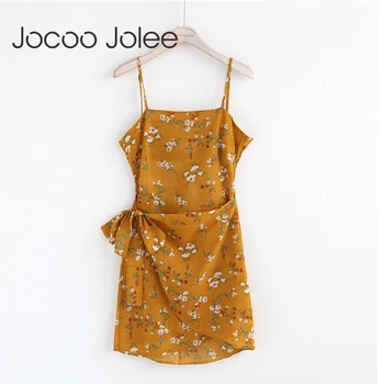 Kadınlar için Jocoo Jolee Çiçek Fırfır Tasarım Mini Elbise Seksi sırt dekolteli Dantel Tasarım Bohem Tarz Kadın Yaz Plaj Elbise 2018