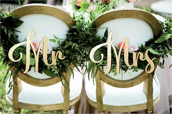 Düğün Dekorasyon için odun Bay ve Bayan Düğün Sandalye işaretler Ahşap Harfler 2 adet/lot