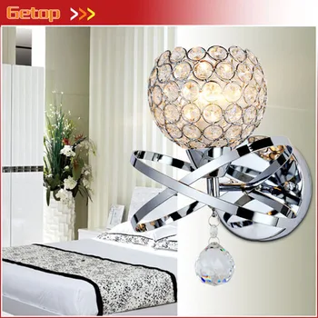En iyi Fiyat Modern Kristal Duvar Lambası Yatak Odası Lamba Merdiven lamba Kristal Duvar lambası Başucu E14 altın/gümüş Renkli LED