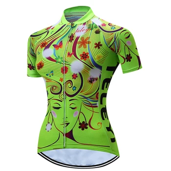 TELEYİ Kadın Bisiklet Takımı Üst Bisiklet Forması Ciclismo Firmamız Açık Bisiklet Yeşil/Kırmızı yüz Kadın Giyim Spor giyim Ücretsiz Kargo