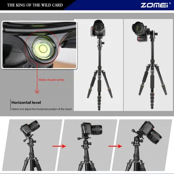 ZOMEİ dijital SLR DSLR fotoğraf makinesi için Taşınabilir Q666 Profesyonel Seyahat Kamera Tripod Monopod alüminyum Topu Kafa hafif
