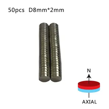 50 Adet 8 mm x 2 mm Nadir Toprak NdFeB Mıknatıs Neodim N50 Disk Yuvarlak Silindir Buzdolabı Mıknatısları