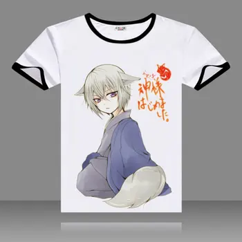 Anime Kamisama Kiss T-shirt Siyah O-Boyun Kısa Kollu Momozono Nanami Moda Tomoe Yaz Süslü Tişörtleri Baskılı tişörtleri Üstleri