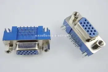20 Adet D-SUB 15 Pin VGA Dişi dik Açı PCB Bağlayıcı 3 Satırları Yazın 5 08
