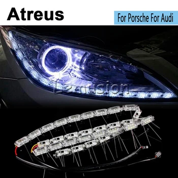 Atreus 2X Araba Porsche 911 İçin Audi A4 B6 B7 B8 A3 A6 C5 Bmw İçin stil Kristal Su Lamba gündüz farı Gündüz Çalışan Işık Araba LED 12 V-