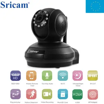 Sricam SP019 2.0 MP Kablosuz IP Kamera H. 264 WiFi Kapalı Güvenlik Kamera P2P TF Kartı Ev güvenlik kameraları