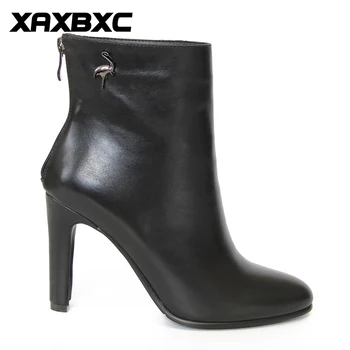 XAXBXC Retro İngiliz Tarzı Deri Brogues Siyah Kısa Çizme Kadın Ayakkabı Oxfordlar Metal Kuş Ayak el Yapımı Casual Bayan Ayakkabı Sivri