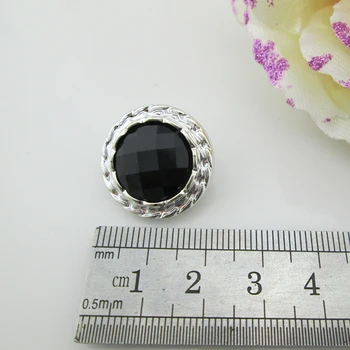 Düğün İçin 22mm (PB42)20pcs Moda Siyah Akrilik Düğme, Reçine Düğmesi Shank Davetiye