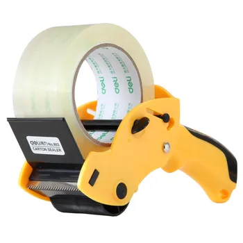 (Teyp El dahil)-QSHOİC Sarı güç mühürleme cihazı 60 mm kaset kesici makine ambalaj bandı makine düzenledi