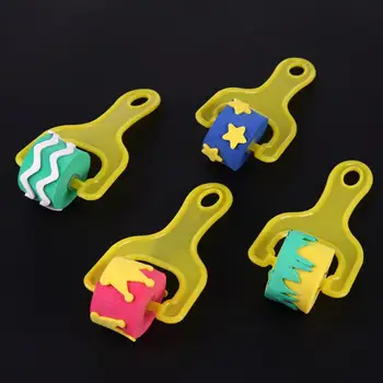Çocuklar sarı Sünger için 4 adet Yaratıcı set grafiti oyuncak plastik boyama çocuklar çocuklar fırça çizim oyuncaklar kolu fırçalar