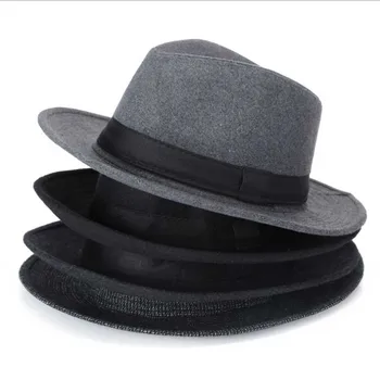 Yün Kadın Yün Geniş Ağzına JazzChic Vintage Panama Şapkası Güneş Şapka Siyah Fötr Şapka erkek