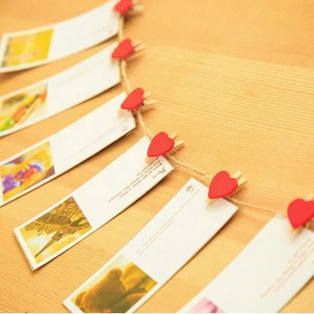 50/100pcs Kırmızı Mini Kalpler Peg Tahta Mandal Güzel Fotoğraf Klipleri Düğün Zanaat Ev Dekor YYY9137 DİY