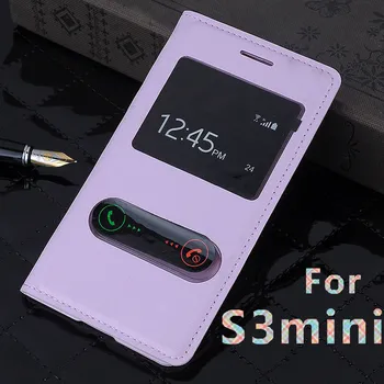 Samsung Galaxy S3mini 8190 S3 SIII Mini i8190 Flip kılıf Battety Konut için geri Akıllı Görünüm penceresi kılıfı