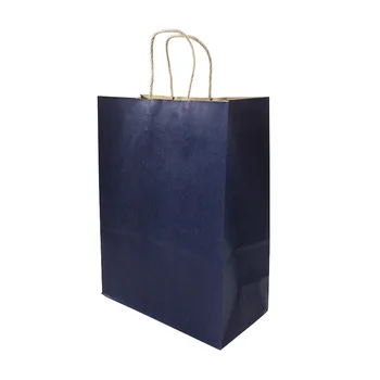 10 Adet/çok İşlevli Kraft Kağıt Torba geri Dönüşümlü Çanta Moda Kumaş Ayakkabı Hediye Kağıt Torba 4 Boyutu Derin Mavi Kolu