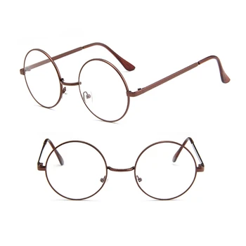 Erkekler Kadınlar Retro Yuvarlak Çerçeve Gözlük Sıcak Şeffaf Lens Gözlük Gözlük