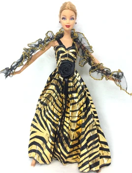 Kız Bebek İçin Barbie İçin NK Yeni Prenses Altın Elbise Dantel Atkı Asil Parti Elbise Bebek Moda Tasarım Kıyafet en İyi Hediye 029B
