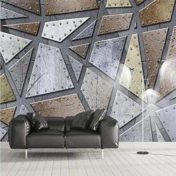 Duvar 3d Duvar Kağıdı Vintage Dekoratif Boyama Zemin Ev Geliştirme için metalik geometrik şekiller 3D duvar Kağıtları