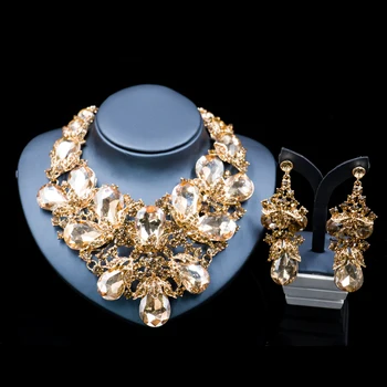 Lan saray parure bijoux femme mücevher düğün altı renk için ücretsiz nakliye altın rengi dubai kolye ve küpe set