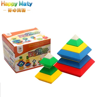 Ücretsiz kargo Bebek rhombus blok plastik 3 sihirli küp eğitici oyuncak piramit
