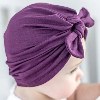 Katı Yeni Doğan Bebek Kız Şapka Pamuk Bebek Sıcak Knot Bebek Şapka 0-6 Ay Kız Bebek Giyim Şapkalar Elastik Tavşan Kulak Kapakları